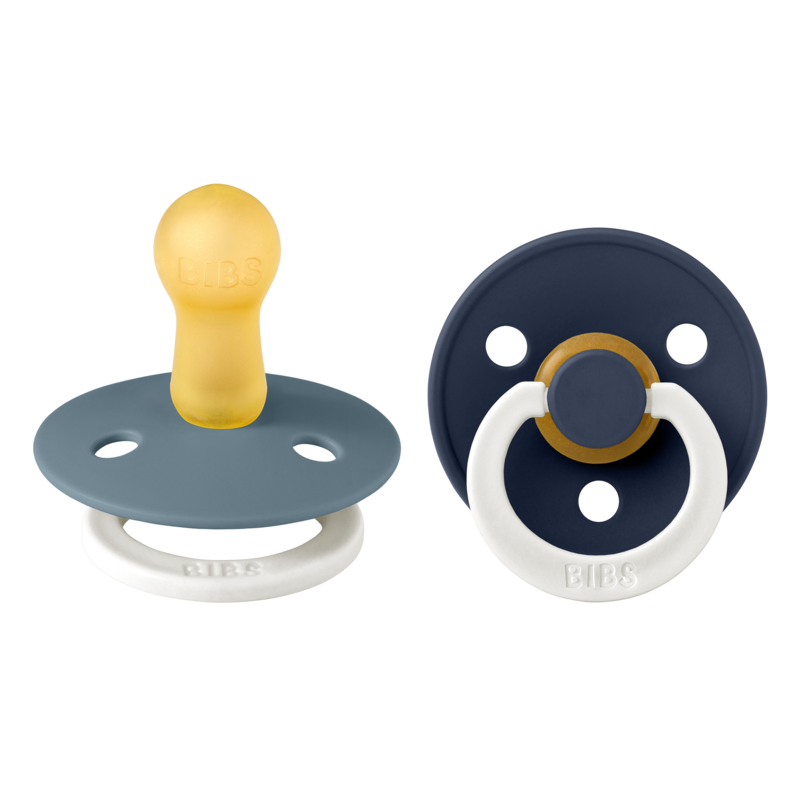 BIBS Pacifier Colour 2 PACK Latex Size 2 Petrol GLOW/Deep Space GLOW