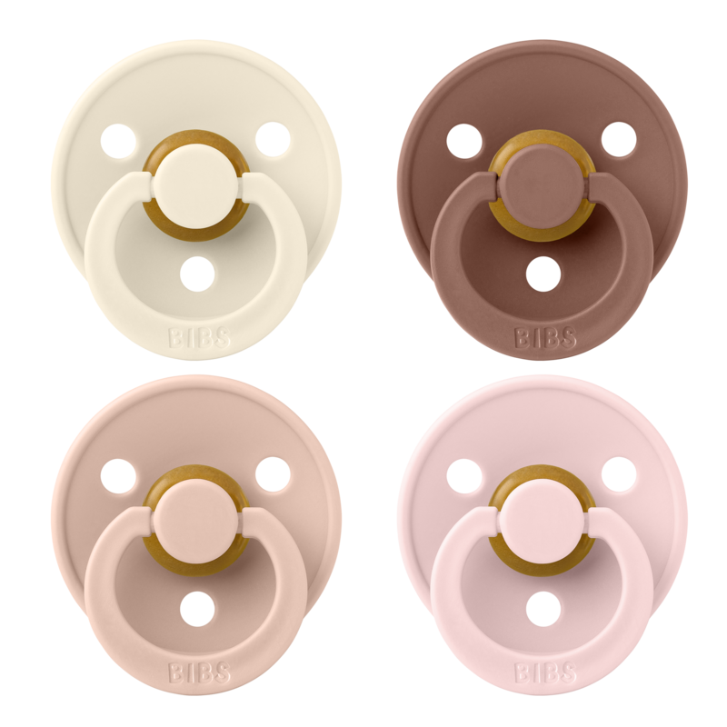 BIBS Pacifier Colour 4 PACK Latex Size 1 Ivory/Blush/Woodchuck/Blossom