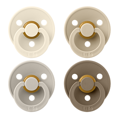 BIBS Pacifier Colour 4 PACK Latex Size 2 Ivory/Sand/Vanilla/Dark Oak