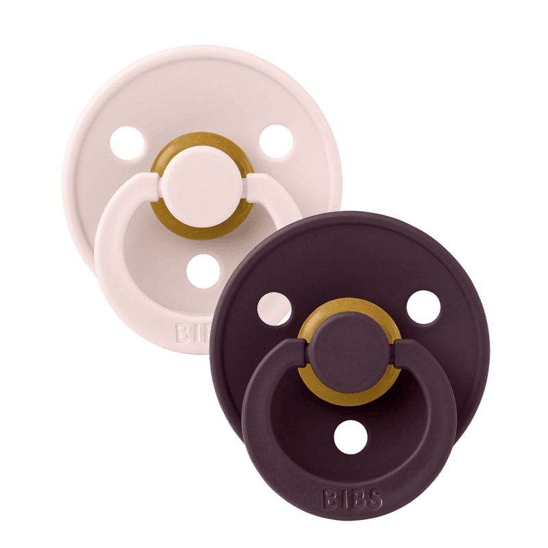BIBS Pacifier Colour 2 PACK Latex Size 1 Petal/ Plum