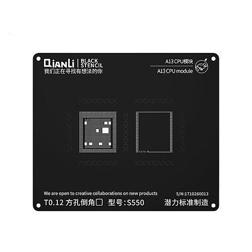 Apple iPhone 11 , Pro , Max , SE2 - QianLi iBlack 2D Apple A13 CPU Chip BGA Stencil Template - Black