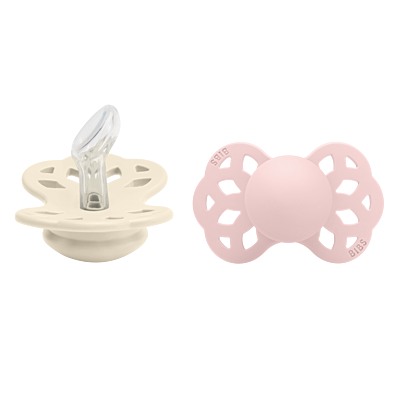 BIBS Pacifier Infinity 2 PACK Anatomical Silicone Size 1 Ivory/Blossom