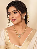 Royal Emerald & Ruby Gold-Plated Necklace Set