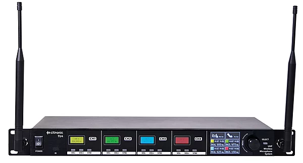 Citronic TU4-H Tuneable UHF Wireless Microphone System 4x Handheld