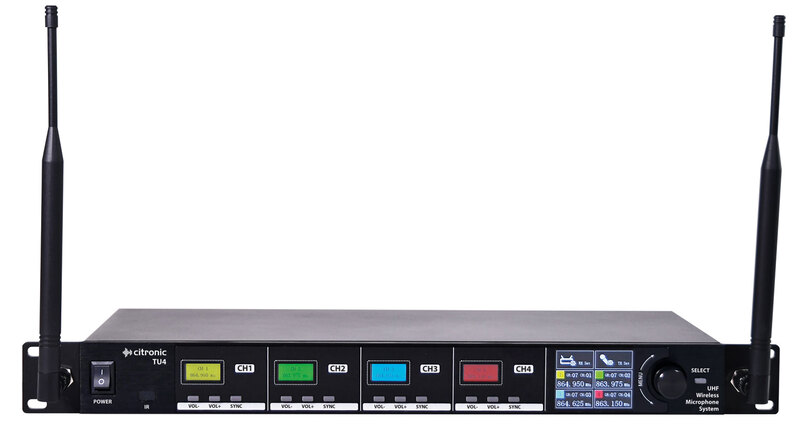 Citronic TU4-H Tuneable UHF Wireless Microphone System 4x Handheld