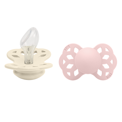 BIBS Pacifier Infinity 2 PACK Anatomical Silicone Size 2 Ivory/Blossom