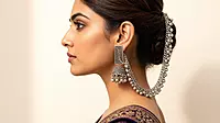 Oxidized Jhumkas with Hair Sahara Chains