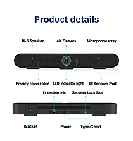 TB6X AI Video Bar with Wired Table Microphone