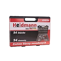 Socket Set with Ratchets, Adapters and Extensions 1/2 and 1/4 in. Drive 94 pcs G10150 HEIDMANN