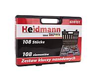 Socket Set with Ratchets, Adapters and Extensions 1/2 and 1/4 in. Drive 108 pcs G10151 HEIDMANN