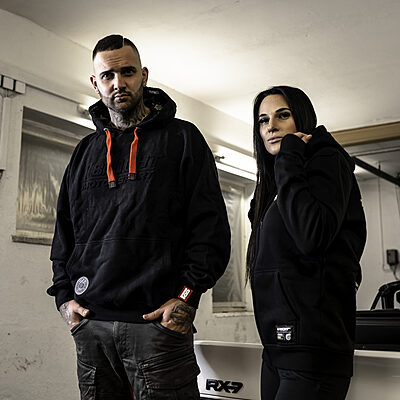 Hoodie Motorsport Oversize Schwarz