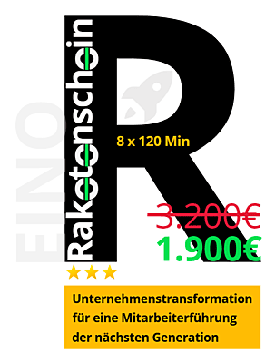EINO Raketenschein - 8 x 120 Minuten Profi-Coaching und Onboarding-Transformation inkl. 5 Add-ons + 5 weitere Nutzer + 100GB