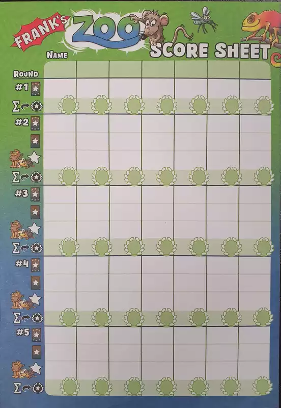Frank's Zoo ENGLISH scoresheet