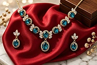 Crystal & Cubic Zirconia Gold-Plated Necklace Set