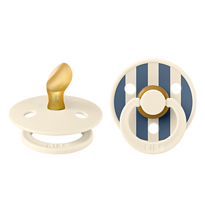 BIBS Pacifier Studio Colour 2 PACK Pin Latex Size 1 Anatomical Ivory Steel Blue Mix