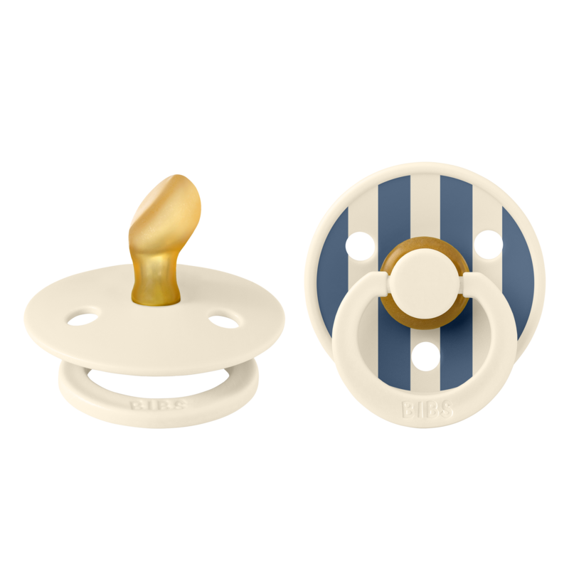 BIBS Pacifier Studio Colour 2 PACK Pin Latex Size 1 Anatomical Ivory Steel Blue Mix