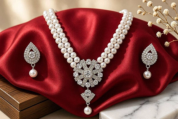 Double-Strand Pearl & Crystal Jewelry Set