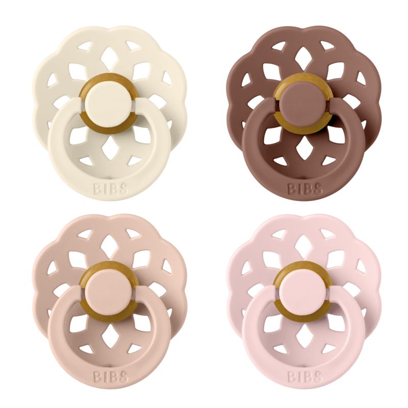 BIBS Pacifier Boheme 4 PACK Latex Size 1 Ivory/Blush/Woodchuck/Blossom