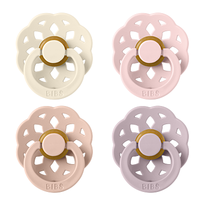 BIBS Pacifier Boheme 4 PACK Latex Size 1 Ivory/Blush/Blossom/Dusky Lilac