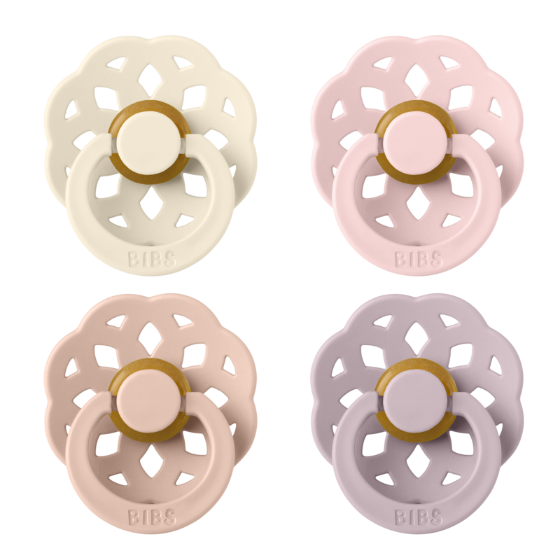 BIBS Pacifier Boheme 4 PACK Latex Size 1 Ivory/Blush/Blossom/Dusky Lilac