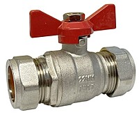 Brass Ball Valve - Compression Ends - Butterfly Handle