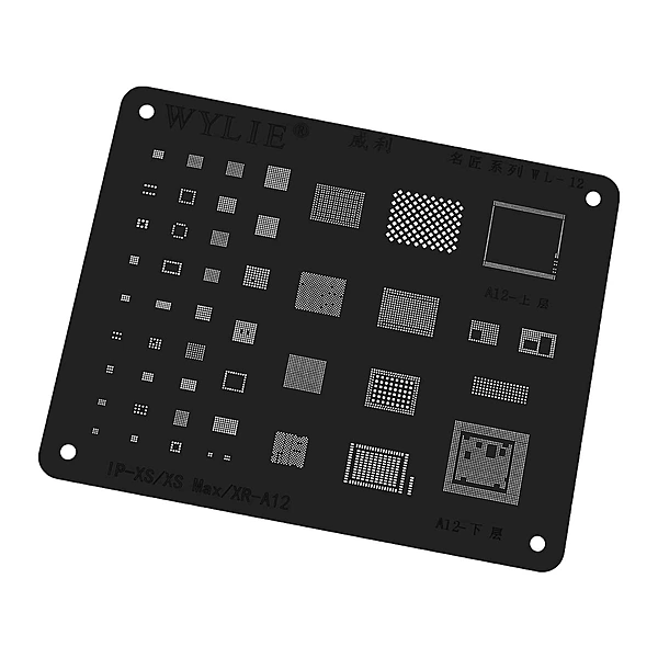 iPhone XS , XS Max , XR - Wylie BGA Square Hole Reballing Stencil A12 - Black