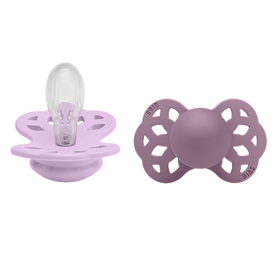 BIBS Pacifier Infinity 2 PACK Symmetrical Silicone Size 2 Violet Sky/Mauve
