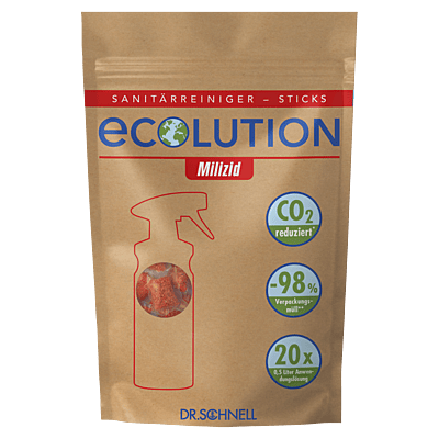 ECOLUTION MILIZID STICKS | Pulverförmiger Sanitärreiniger und Kalklöser | Beutel à 20 Sticks