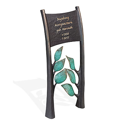 Bronzen gedenkplaat met blaadjes Bronzen gedenkplaat met blaadjes