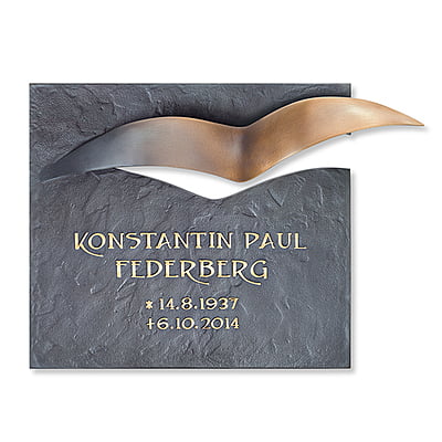 Gedenkplaat brons met vogel Gedenkplaat brons met vogel