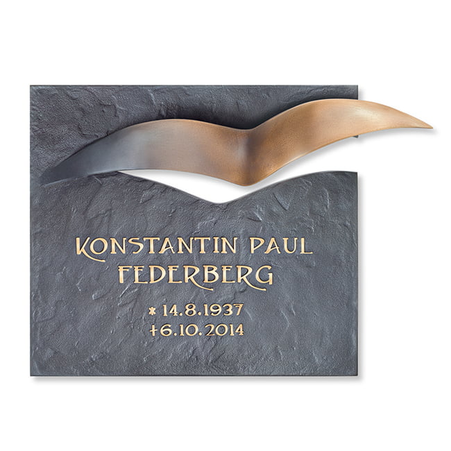 Gedenkplaat brons met vogel