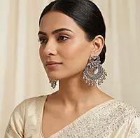 Majestic Peacock Crescent Chandbali Earrings