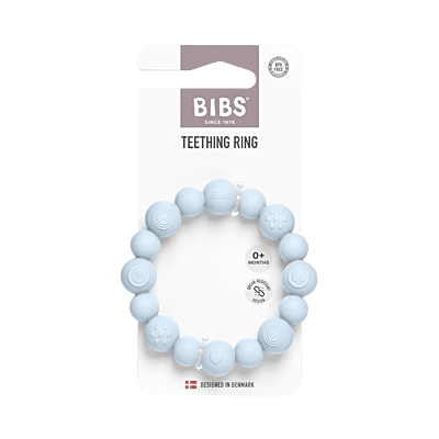 Bibs Teething Ring Beaded Baby Blue