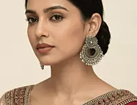 Chandbali Earrings with Ghungroo Cluster