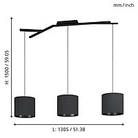 Balnario Pendant Black/Fabric 3xE27 Balnario Pendant Black/Fabric 3xE27