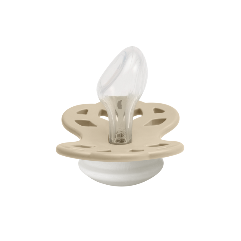 BIBS Pacifier Infinity Anatomical Silicone Size 2 Vanilla GLOW