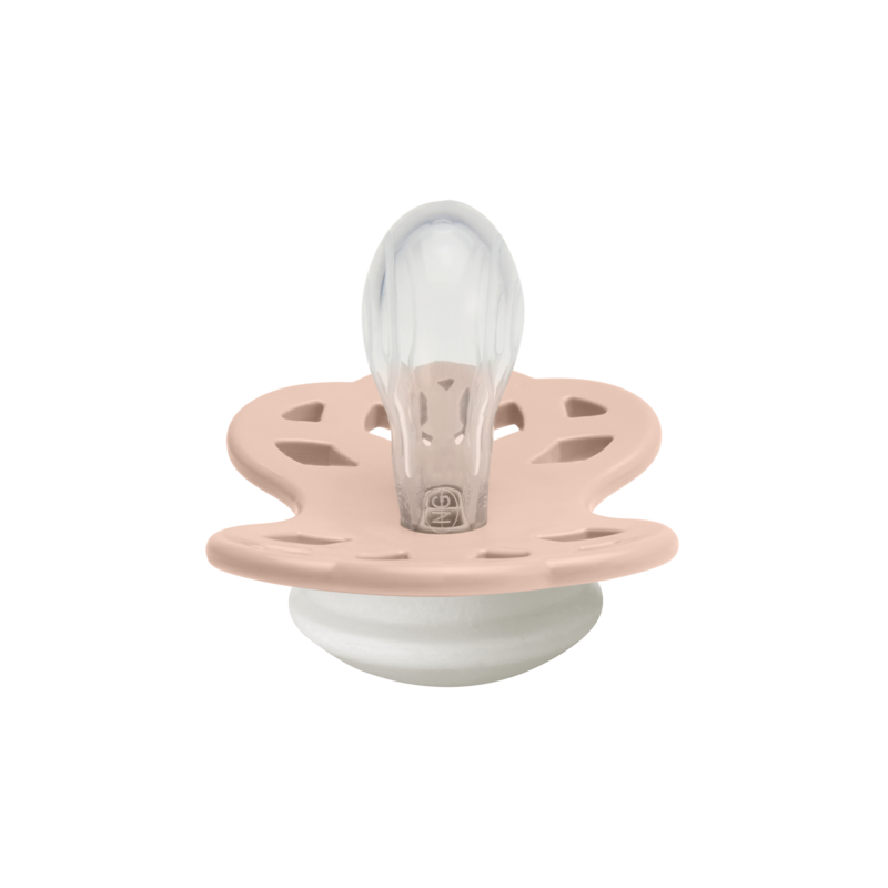 BIBS Pacifier Infinity Symmetrical Silicone Size 1 Blush GLOW