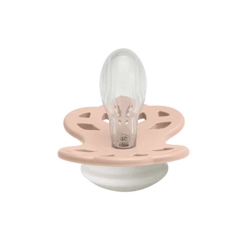 BIBS Pacifier Infinity Symmetrical Silicone Size 2 Blush GLOW