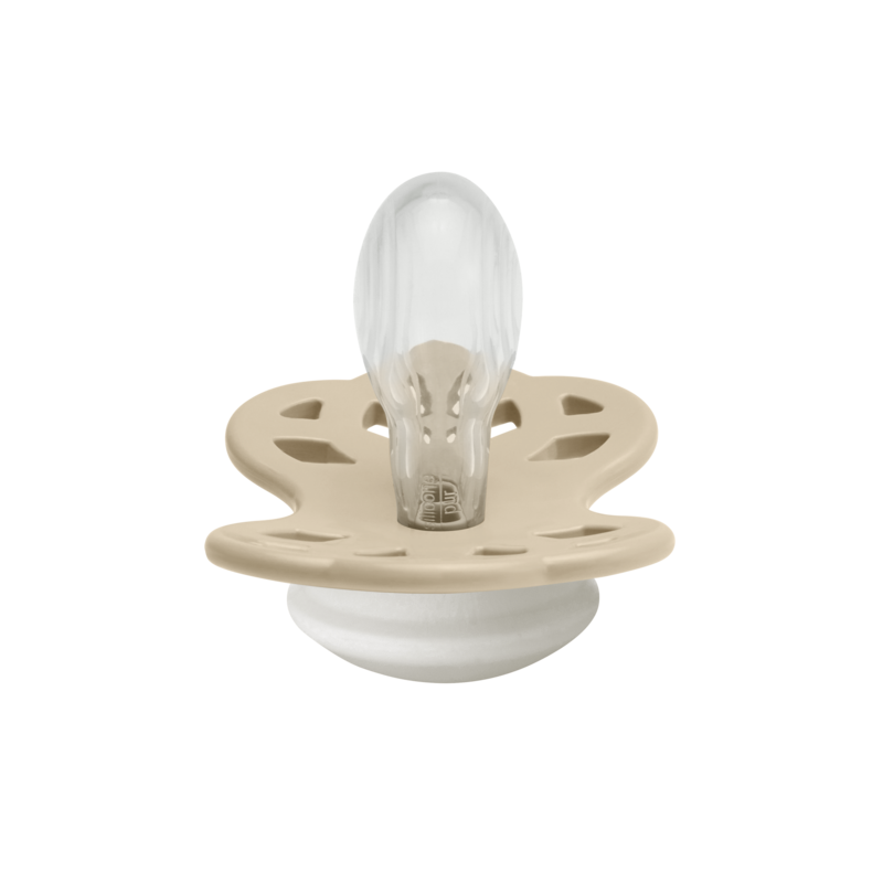 BIBS Pacifier Infinity Symmetrical Silicone Size 2 Vanilla GLOW