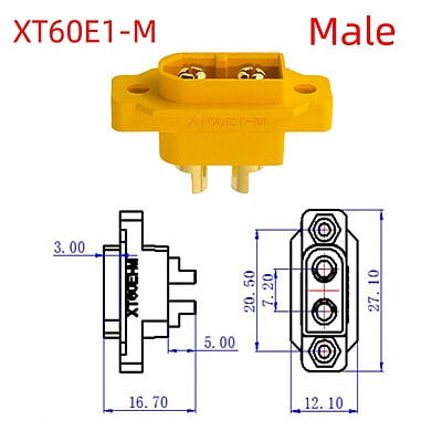 Amass XT60E1-M Surface Mounted Connector Amass XT60E1-M Surface Mounted Connector