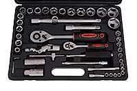 Socket Set with Ratchets, Adapters and Extensions 1/2 and 1/4 in. Drive 94 pcs G10150 HEIDMANN