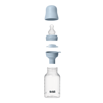 Bibs Baby Bottle Round Silicone 1 Pack 150ml Slow Flow Baby Blue