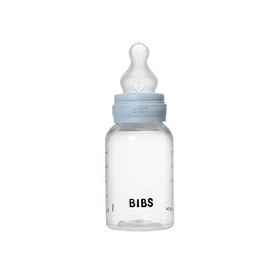 Bibs Baby Bottle Round Silicone 1 Pack 150ml Slow Flow Baby Blue