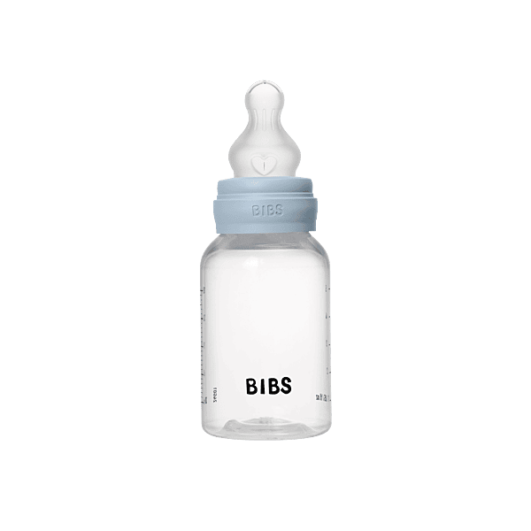 Bibs Baby Bottle Round Silicone 1 Pack 150ml Slow Flow Baby Blue