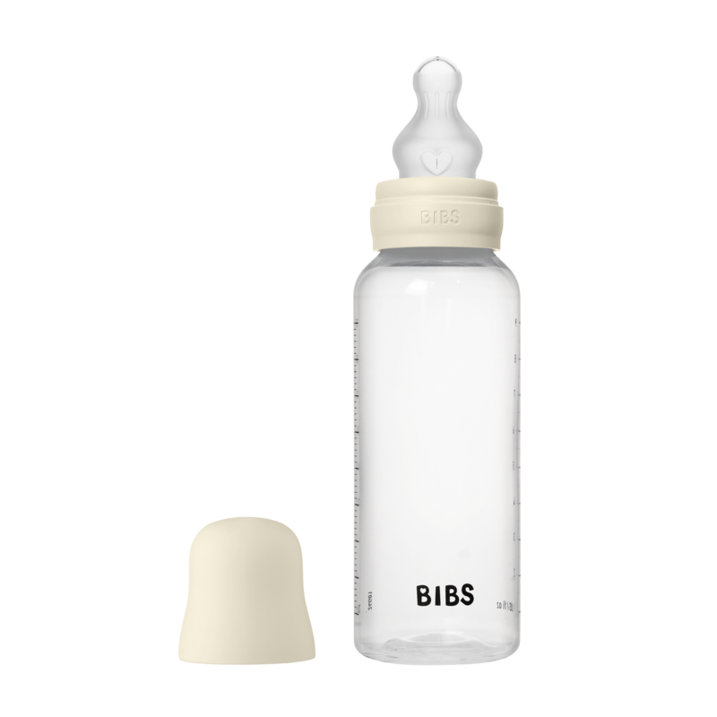 Bibs Baby Bottle Round Silicone 1 pack 270ml Medium Flow Ivory