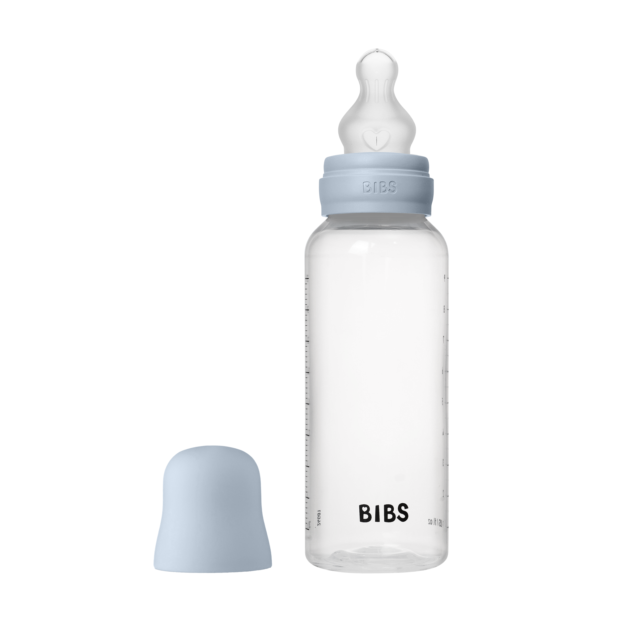 Bibs Baby Bottle Round Silicone 1 pack 270ml Medium Flow Baby Blue