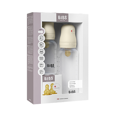 Bibs Grow and Flow Baby Bottle Round Latex Set 150ml/270ml Ivory Bibs Grow and Flow Baby Bottle Round Latex Set 150ml/270ml Ivory