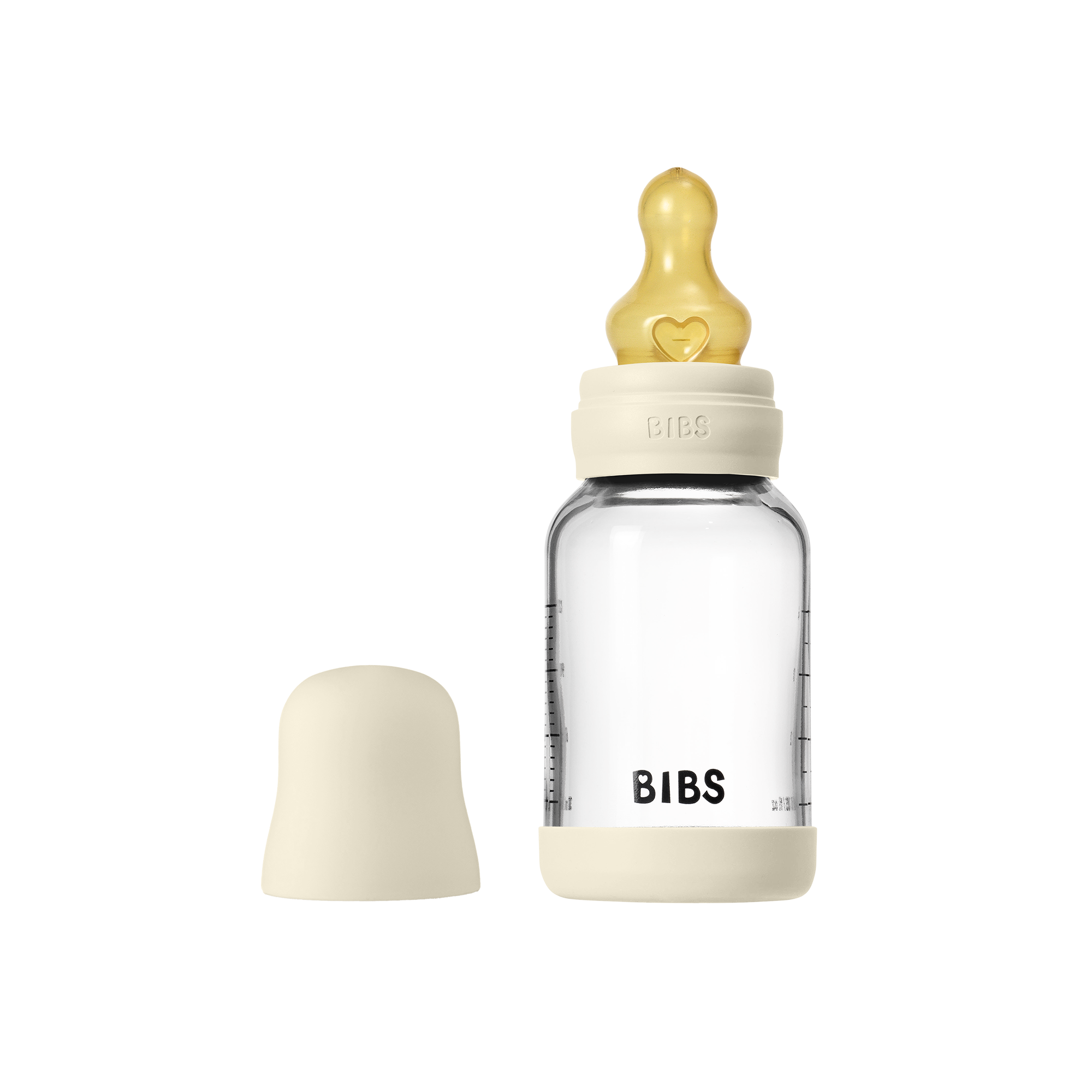 Bibs Glass Baby Bottle Round Latex 1 pack 120ml Slow Flow  Ivory