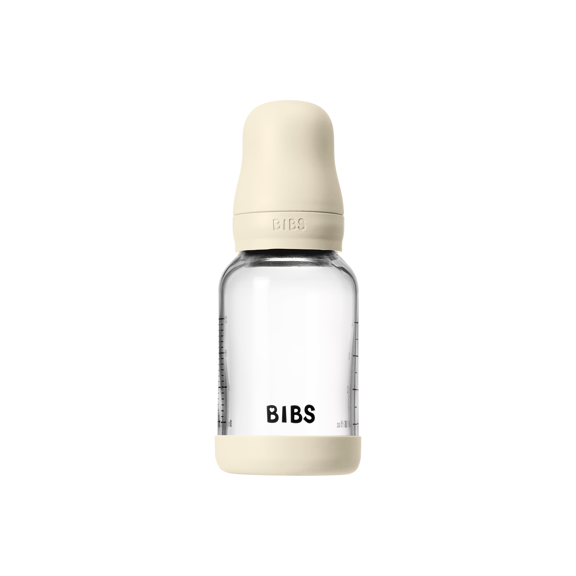 Bibs Glass Baby Bottle Round Latex 1 pack 120ml Slow Flow  Ivory