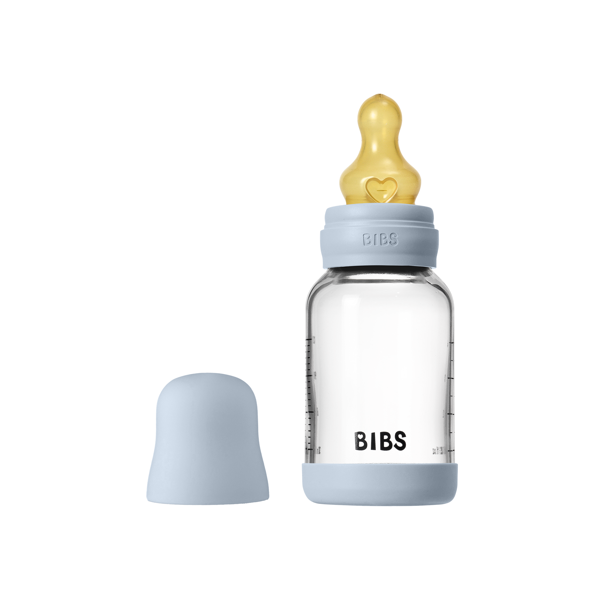 Bibs Glass Baby Bottle Round Latex 1 pack 120ml Slow Flow  Baby Blue